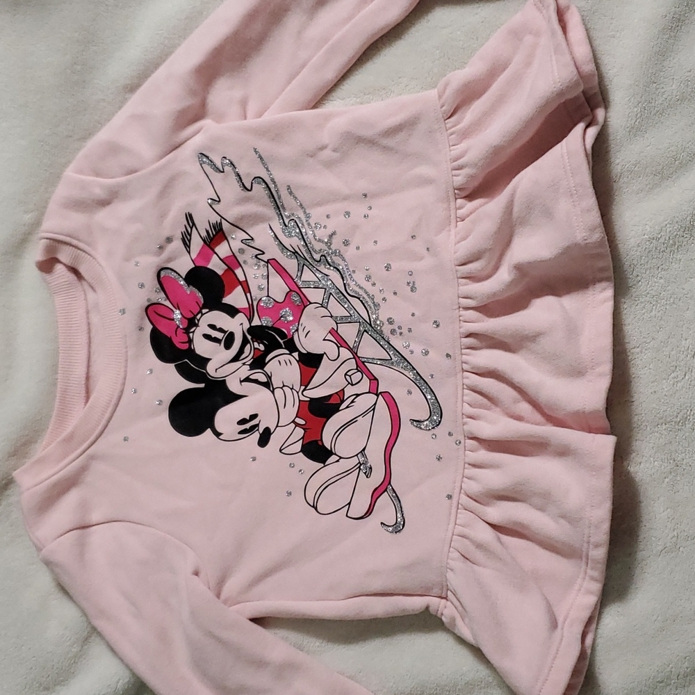 Jumping Beans Pink Minnie & Mickey Mouse Ruffled Sweatshirt 5T